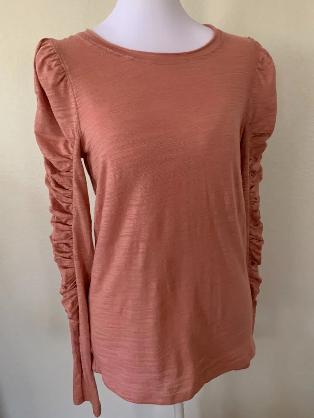 Free People We The Free Natasha Ruched Slub Tee Blush Pink Top S